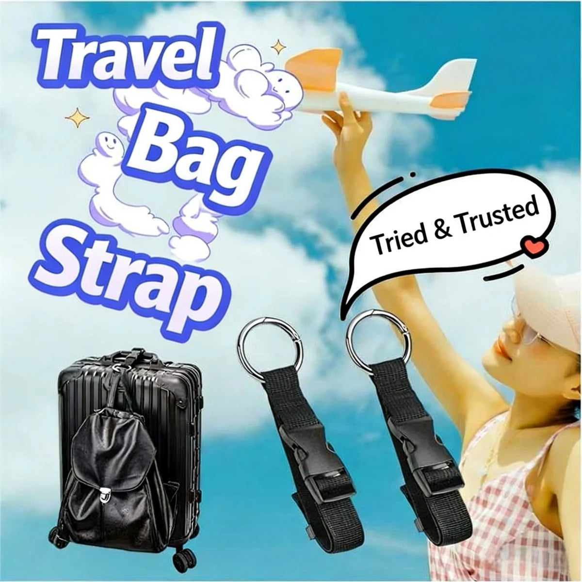 Travel Luggage Fixed Strap Backpack External Portable Release Buckle Add-A-Bag Belt Jacket Holder