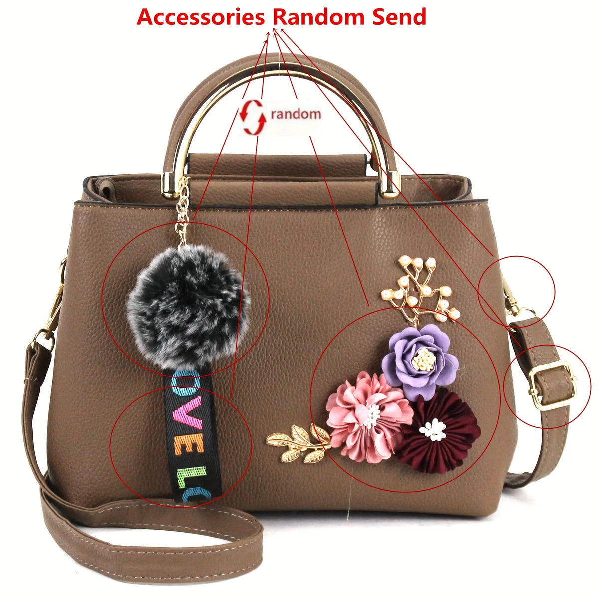 3D Floral PU Leather Crossbody Shoulder Bag with Adjustable Strap
