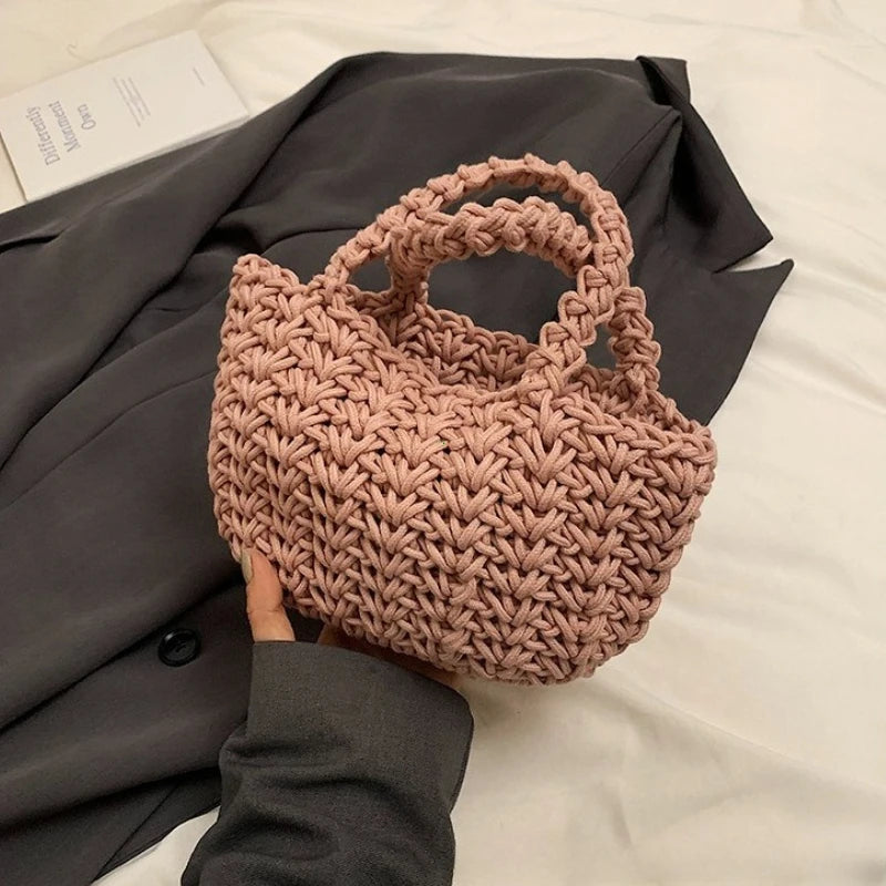 Leisure Popular Beach Bag Handbag Exquisite Hand Woven Handmade Cotton Thread Women S Versatile