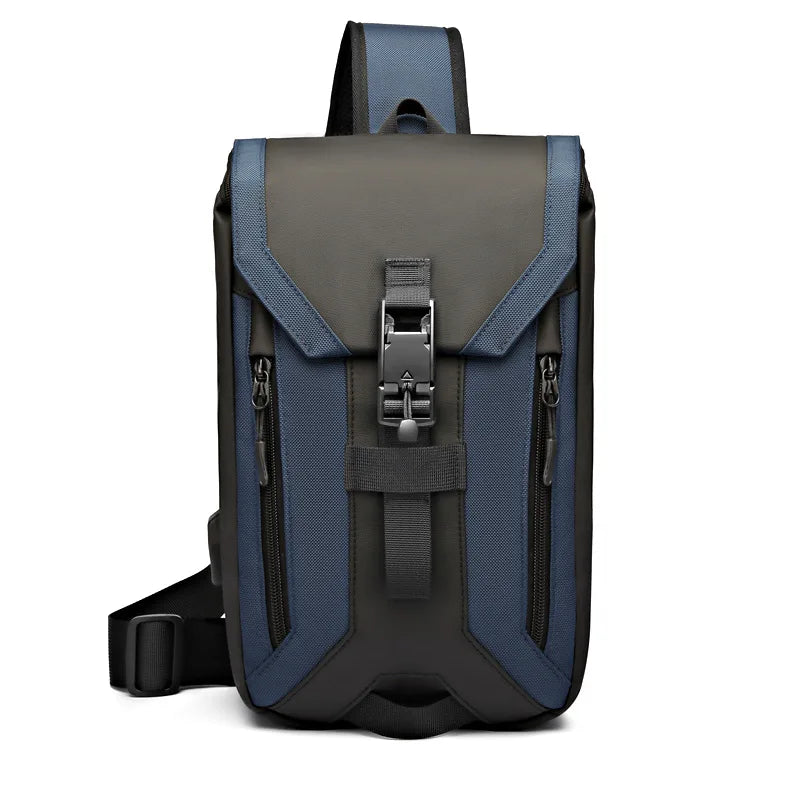 Men S Crossbody Buckle Usb Chest Bag Oxford Fabric Waterproof Large Capacity Crossbody Chest Bag