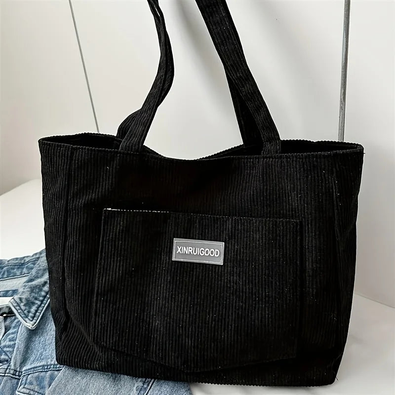 Corduroy Shoulder Tote Bag – Large Capacity Casual Handbag