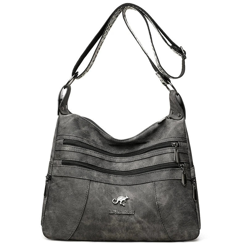 Vintage Shoulder Bag – Multi Layer Faux Leather Crossbody Handbag for Women