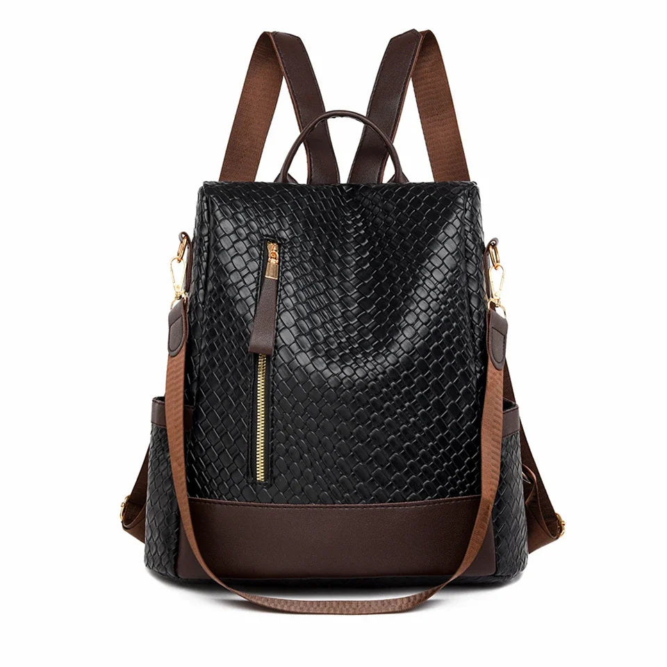 Designer PU Leather Backpack for Women – Large Capacity Travel Bag