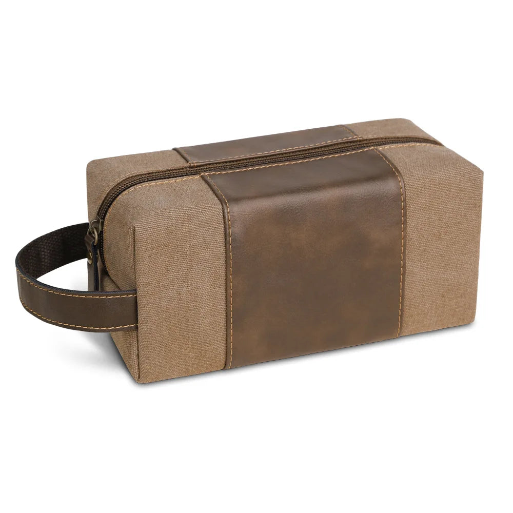 Men S Wash Bag Large Capacity Portable Hand Makeup Retro Canvas Waterproof Color Collision Storage
