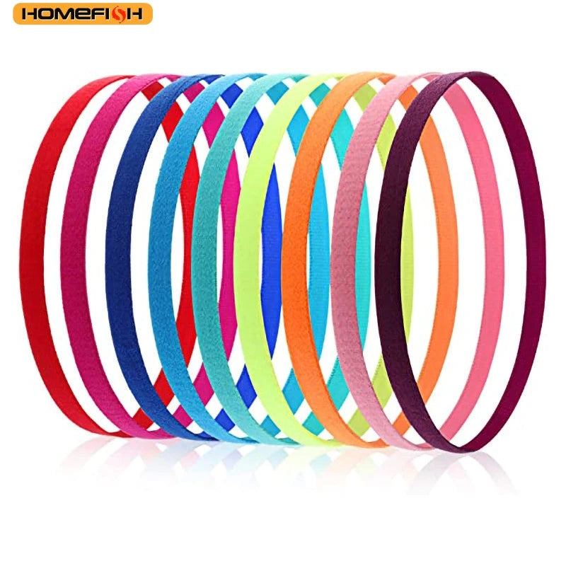 Homefish 2pcs Elastic Silicone Sport Headband Anti Slip Lightweight Hairband Men Women Fitness Gym