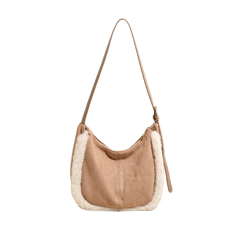 Retro Plush Crossbody Bags Woman Shoulder Bag Underarm Purse Handbags Female Sac Main Luxe