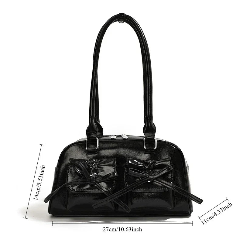 Vintage Women Business Shoulder Bags Simple Ladies Commute Tote Bag Pu Leather Female Underarm