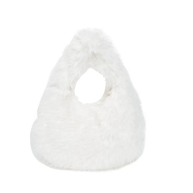 Fluffy Plush Tote Bag – Women's Fuzzy Shoulder & Underarm Handbag
