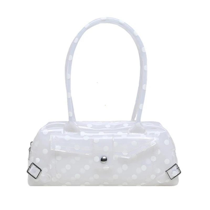 Sweet Polka Dot Transparent Pvc Jelly Tube Handbag Candy Colored Mini Top Handle Shoulder Bag Summer
