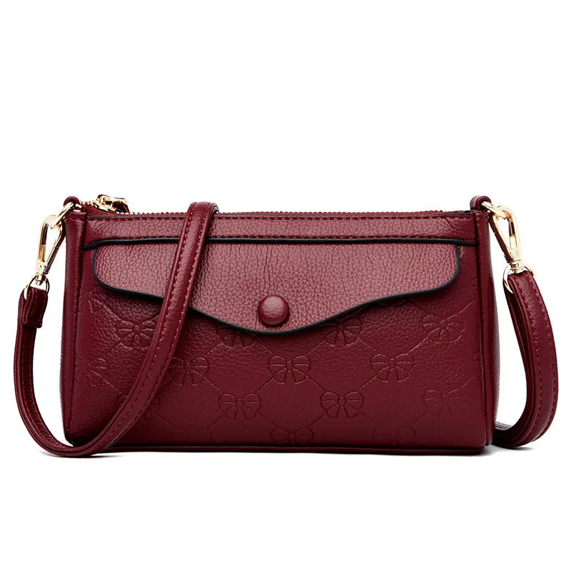 Button-Zippered Single-Shoulder Envelope Bag Large-Capacity Waterproof Soft Leather Women S