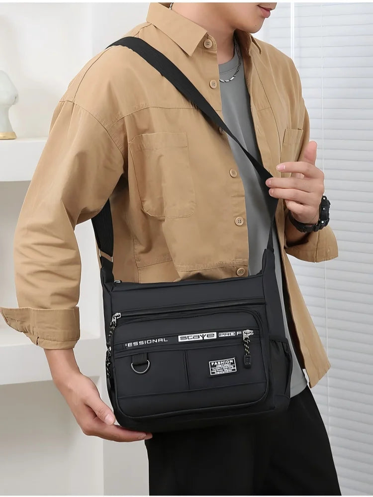 Design Oxford Shoulder Bag Large Capacity Men S Casual Multi-Layer Pocket Single Crossbody Luxury