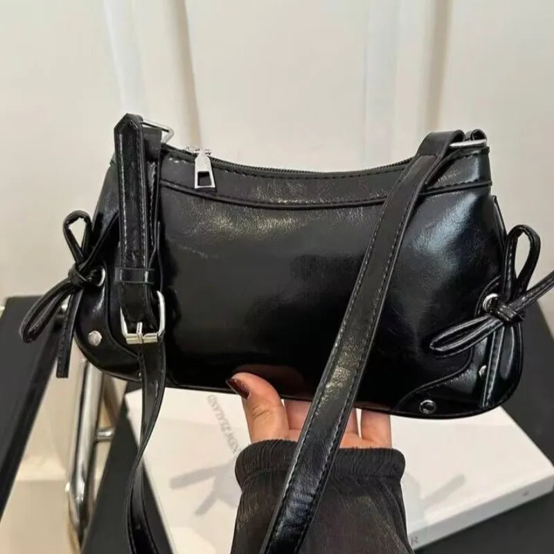 Bow Underarm Bag – Soft Leather Shoulder & Crossbody Purse