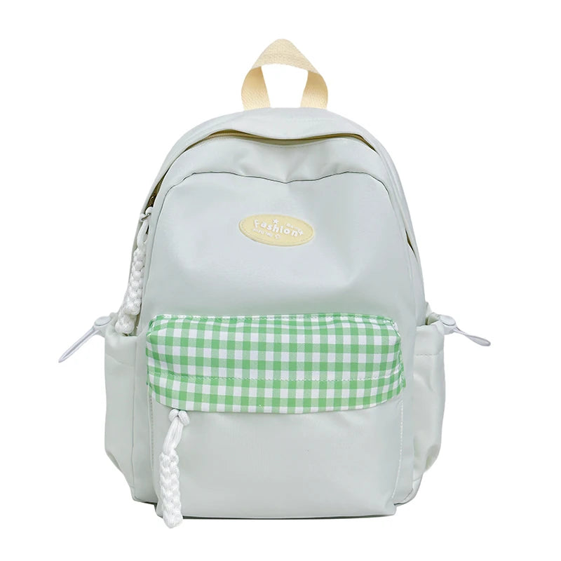 Large Capacity School Backpack Cute Plaid Pocket Student Bag
