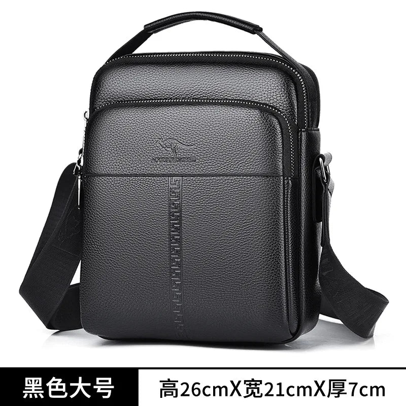 Men S Genuine Leather Single-Shoulder Layer Cowhide Crossbody Bag