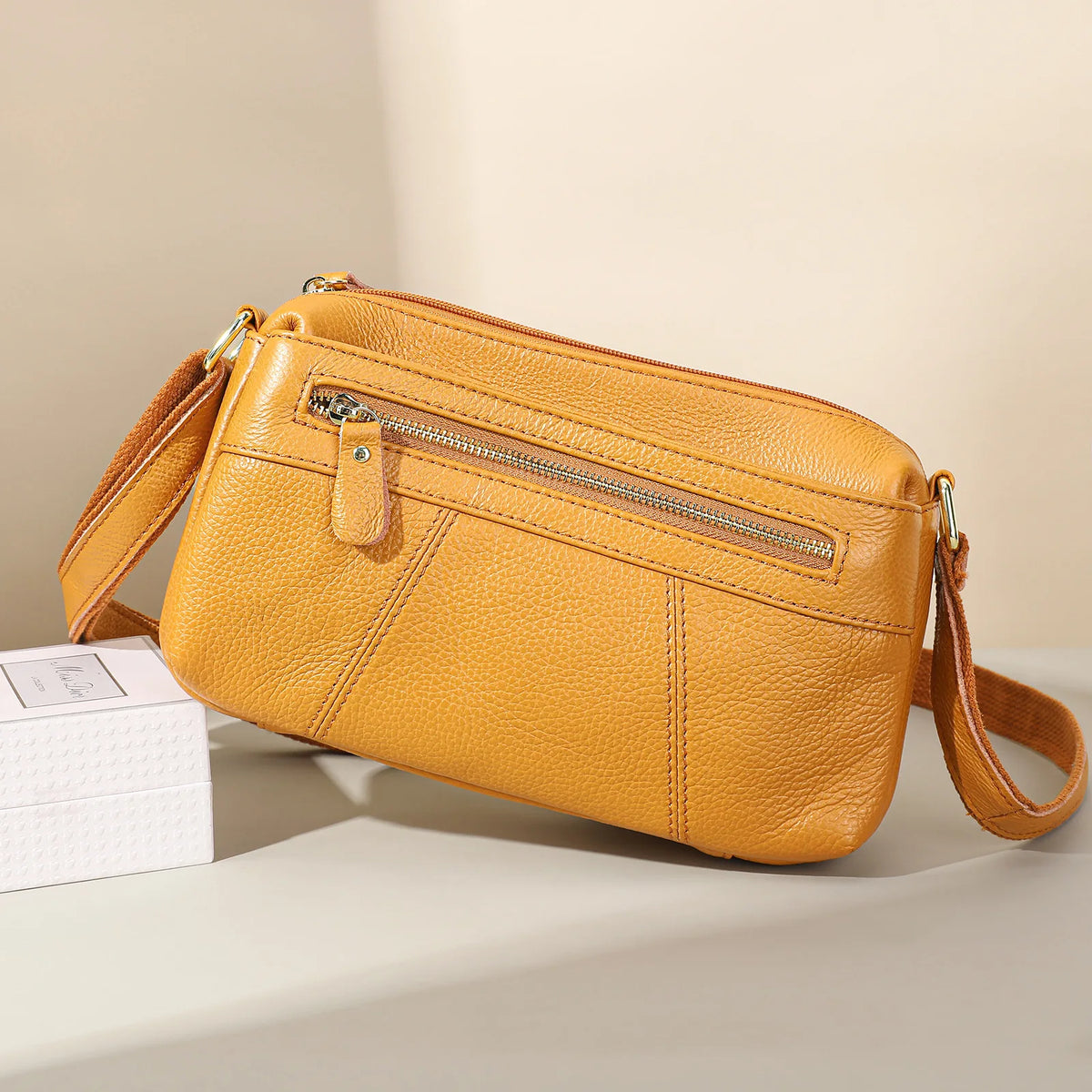 Real Leather Women S Shoulder Bag Commuting Square Cowhide Crossbody