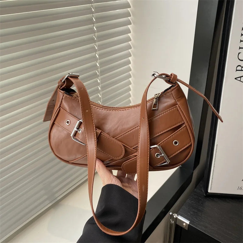 Y2K Vintage PU Leather Crossbody Bag – Women's Mini Shoulder Clutch