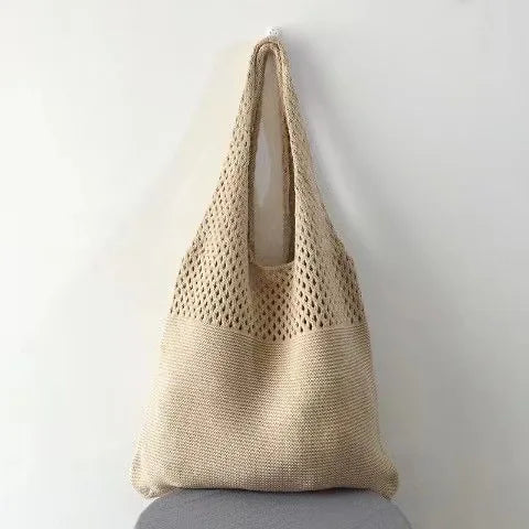Knit Mesh Tote Bag – Large Hollow-Out Women's Shoulder Bag
