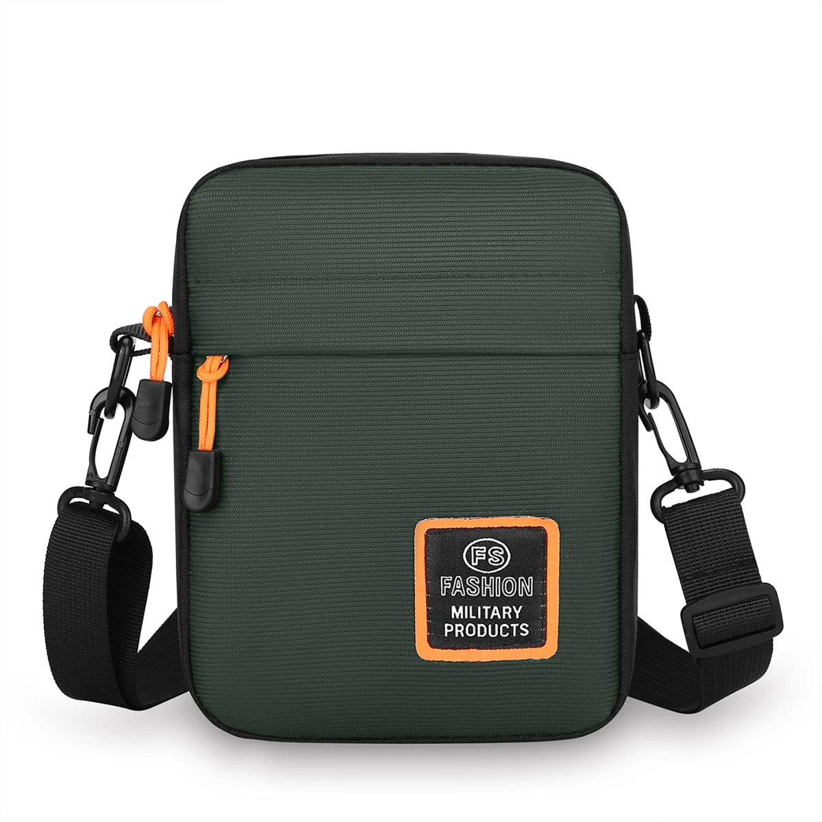 Men S Lightweight Nylon Crossbody Bag Multiple Compartments Zipper Square Adjustable Strap Daily Use