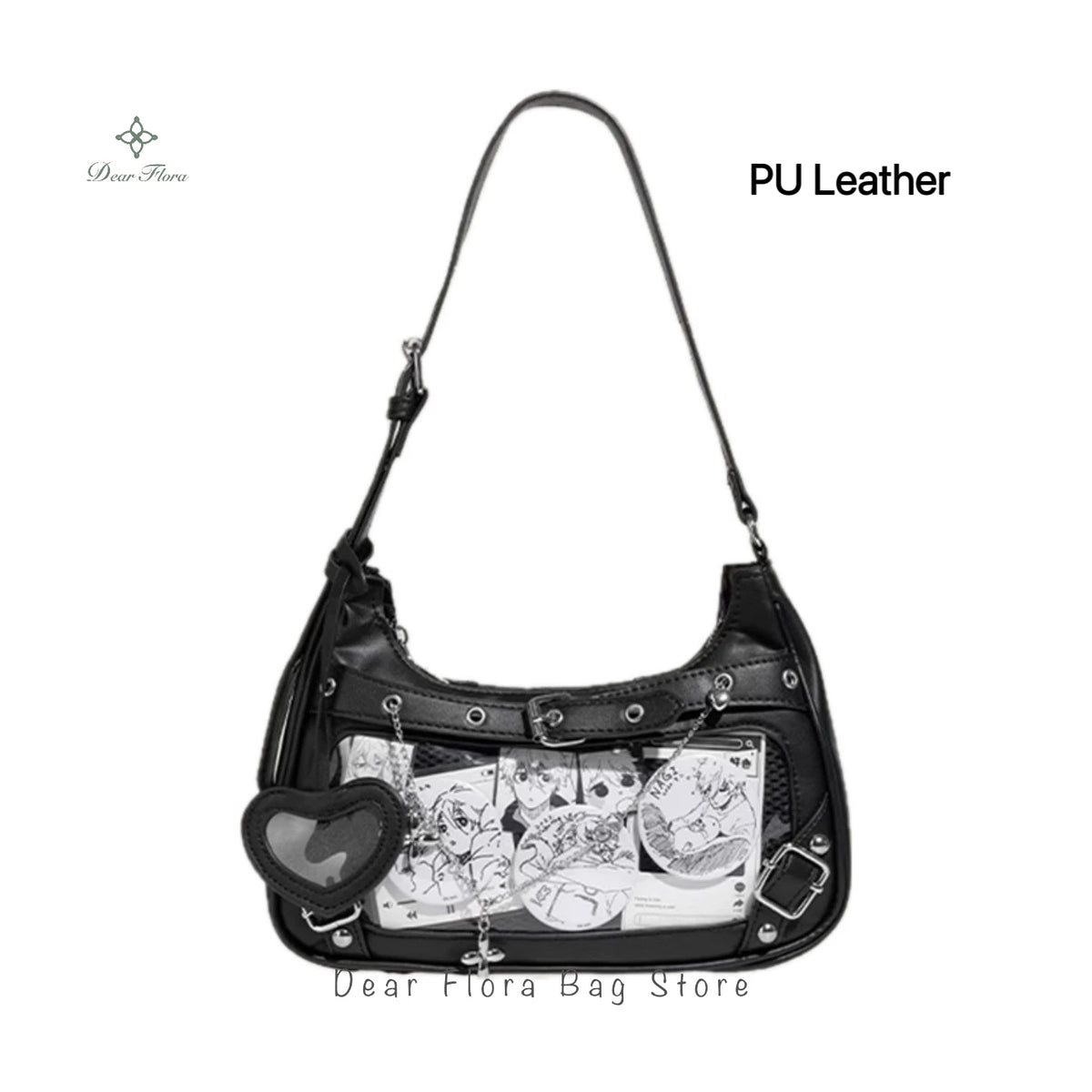 Transparent Ita Shoulder Bag – Y2K Kawaii PU Leather Underarm Bag