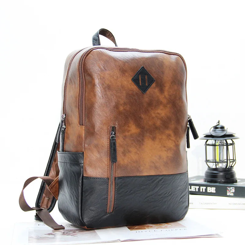 Pu Leather Large-Capacity 14-Inch Computer Backpack