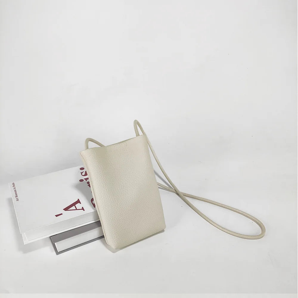 Mini Genuine Leather Mobile Phone Storage Top Layer Cowhide Simple Versatile Small Crossbody Bag