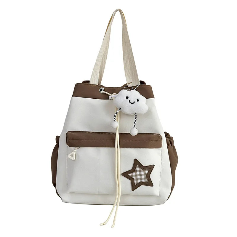 Cute Color-Blocked Schoolbag Female Students Fashionable Casual Hand-Held Backpack
