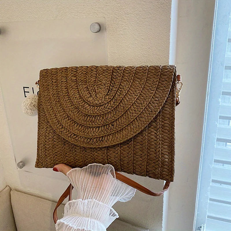 Straw Crossbody Bag for Women – Boho Woven Shoulder Bag