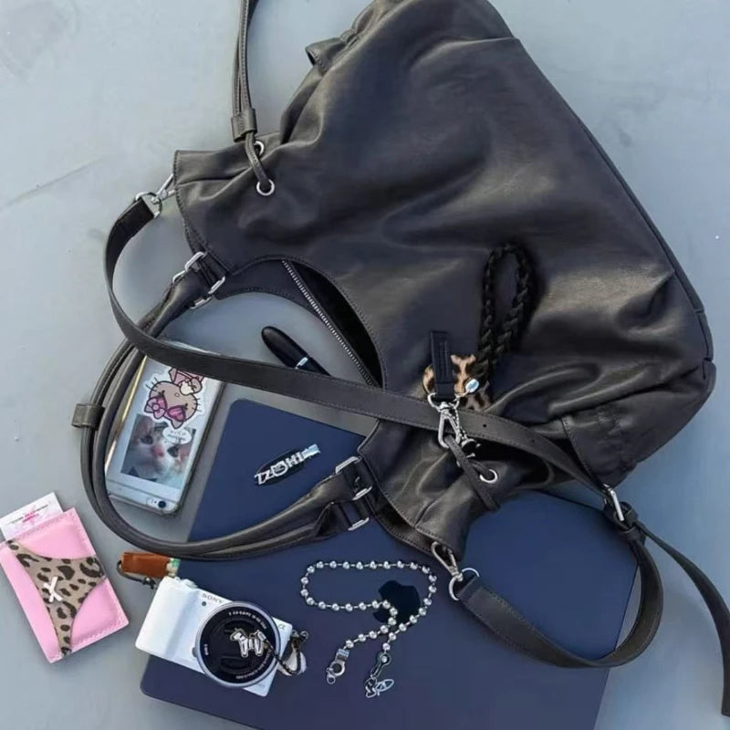 Korean Mini Tot Bag Single Shoulder Slant Cross Fashionable Casual Tote Soft Pu Trendy - Soft