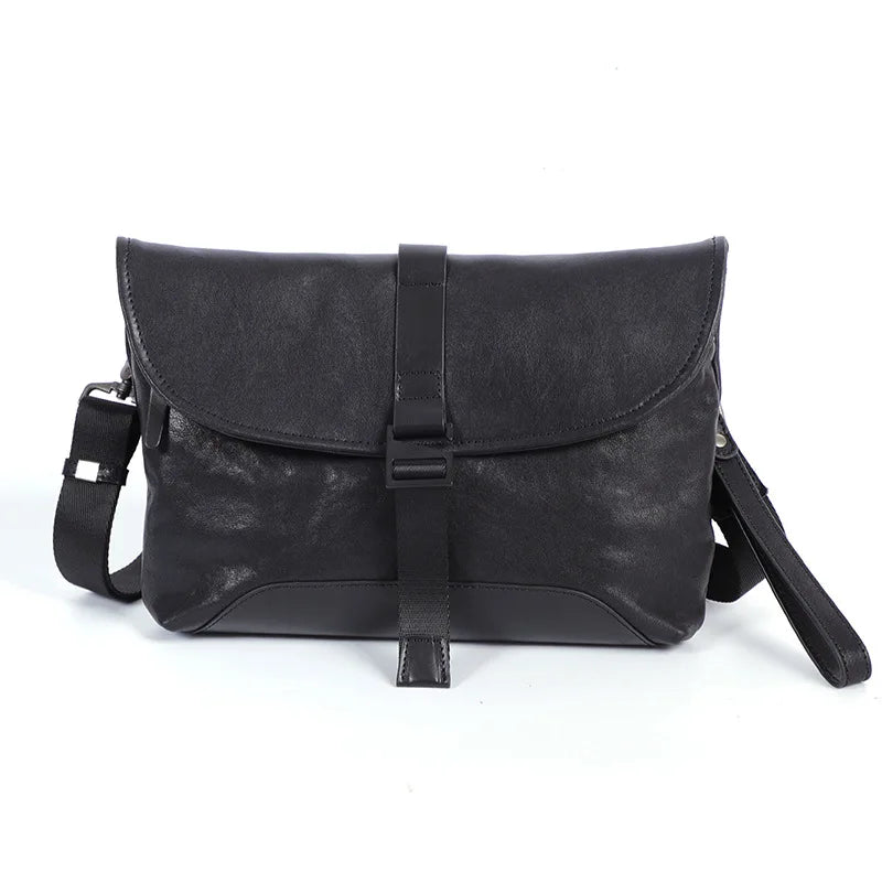 Men S Commuter Single-Shoulder Bag Leather Hand-Held Large-Capacity Crossbody Single-Shoulder Bag