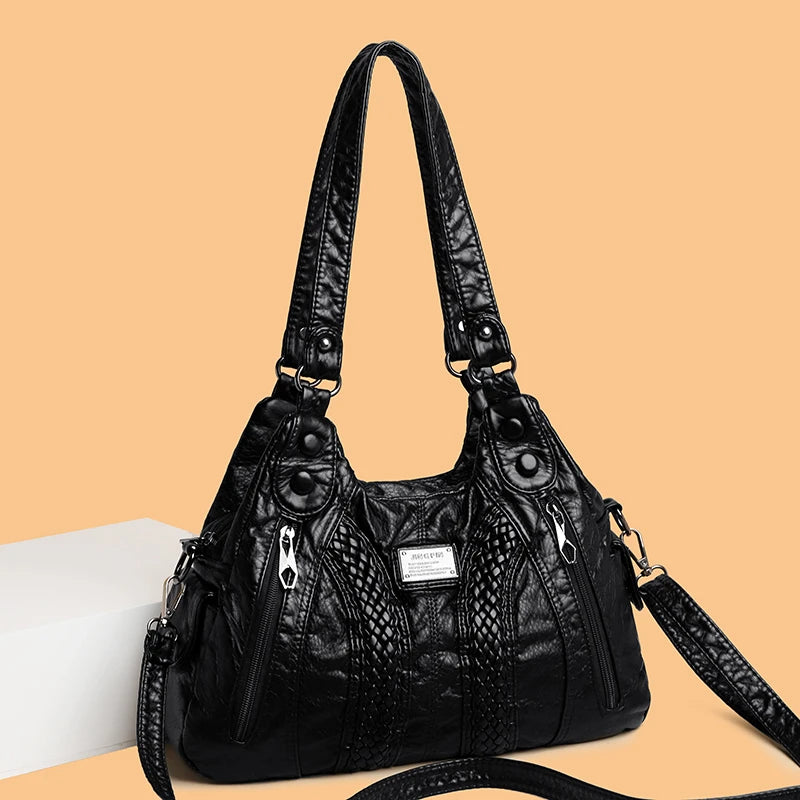 Casual Interior Compartment Top-Handle Bags Soft Women Sewing Thread Zipper Pu S Handbags - Soft