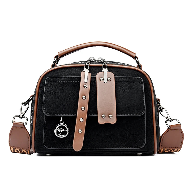 Luxury Leather Crossbody Bag for Women – Multi-Pocket Designer Handbag