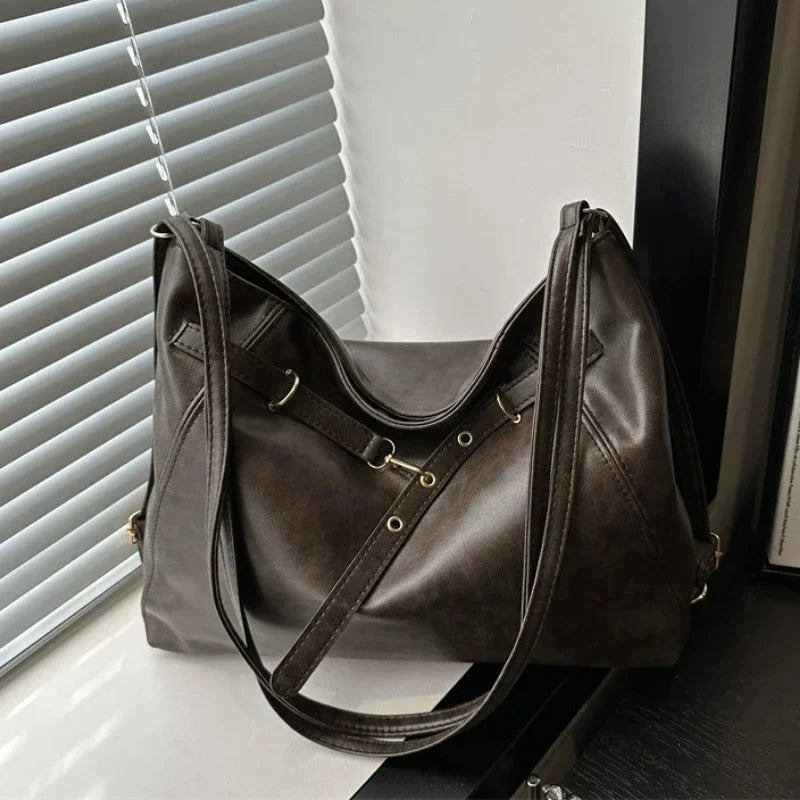 Retro Large Capacity Women S Tote Bag Fashionable Casual Double Shoulder Backpack Autumn Winter