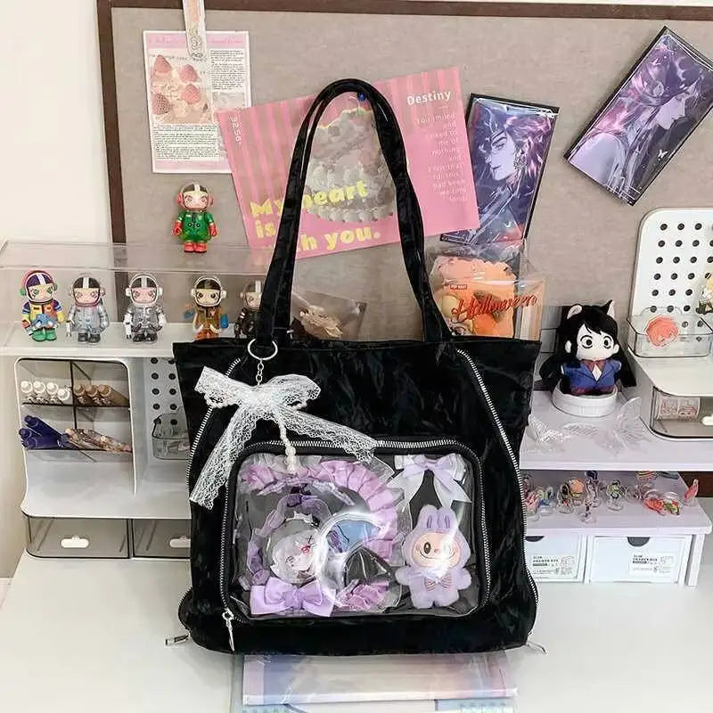 Y2K Ita Tote Bag – Large Transparent Window Shoulder Bag