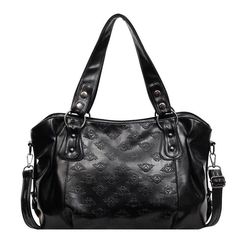 Vintage Print PU Leather Crossbody Bag for Women – Large Capacity Luxury Handbag