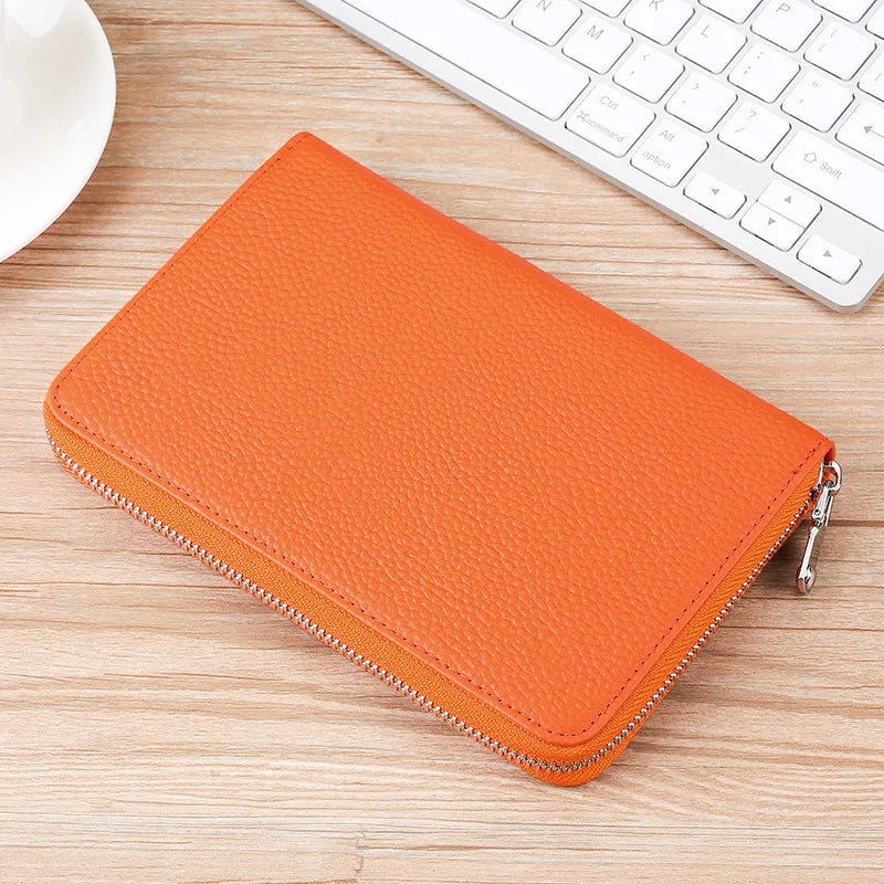Genuine Leather Rfid Anti-Magnetic Card Case Cowhide Account Book Passbook Case Id Card Holder
