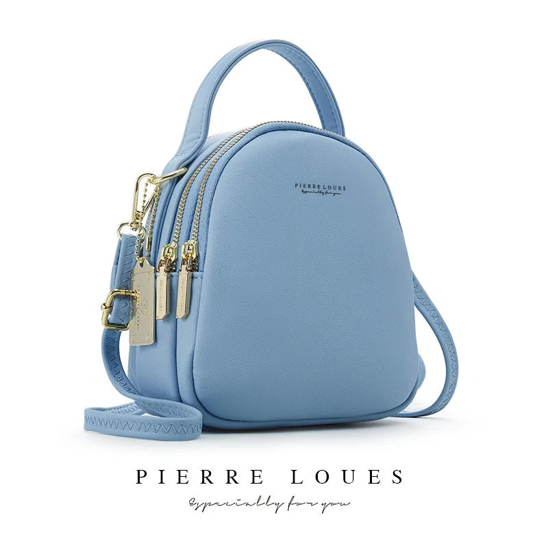 Women solid color casual bag simple large capacity multifunctional small backpack