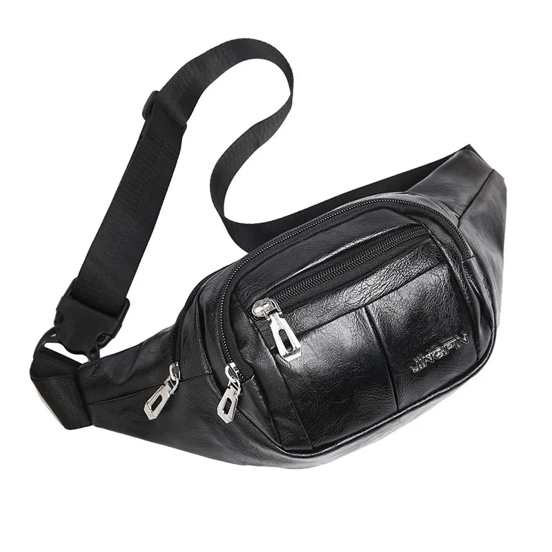 Pu Running Waist Bag Men Women Large Capacity Cross-Body Mobile Phone Storage Cashier Shoulder