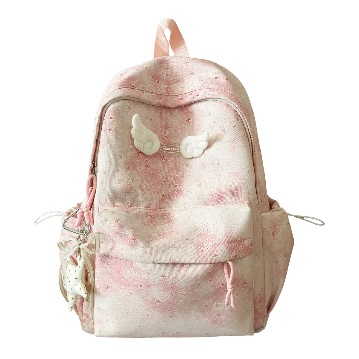 Nylon Fabric Color-Blocked Vibrant Tie-Dye Backpack Large Capacity Student Bag
