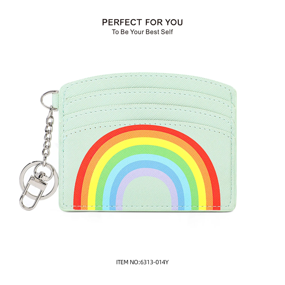 Keychain Waist-Hung Card Case Ladies Multi-Slot Large-Capacity Lightweight Slim Rainbow Card Holder