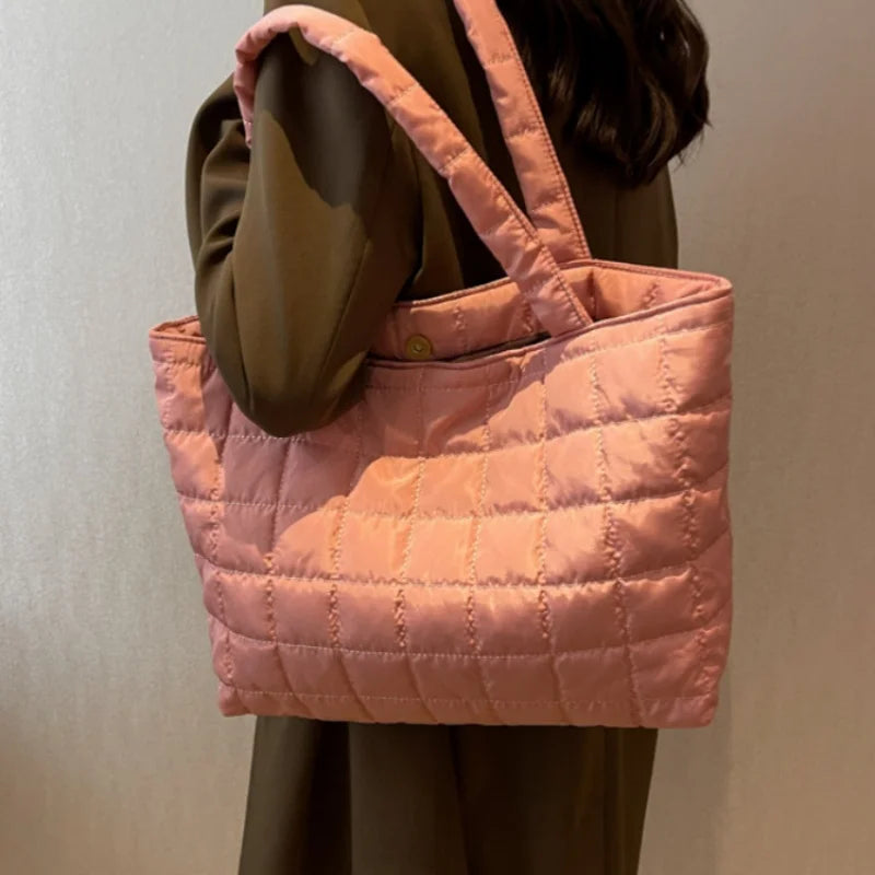 Quilted Puffy Tote Bag – Large Capacity Women's Shoulder Bag