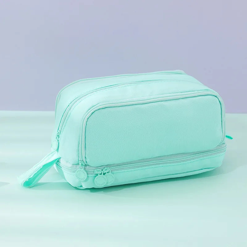 Large Capacity Pencil Case – Multi-Layer Stationery Pouch with Mesh Pockets