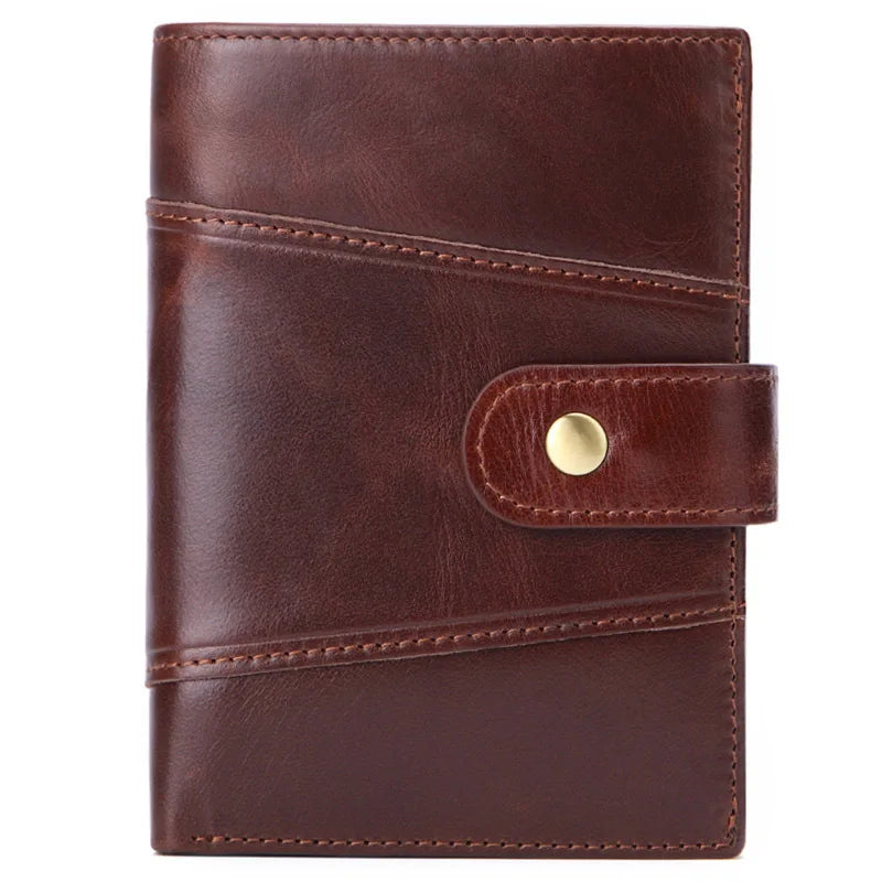 Business Large-Capacity Niu Pickup Bag Genuine Leather Men S Buckle Short Wallet