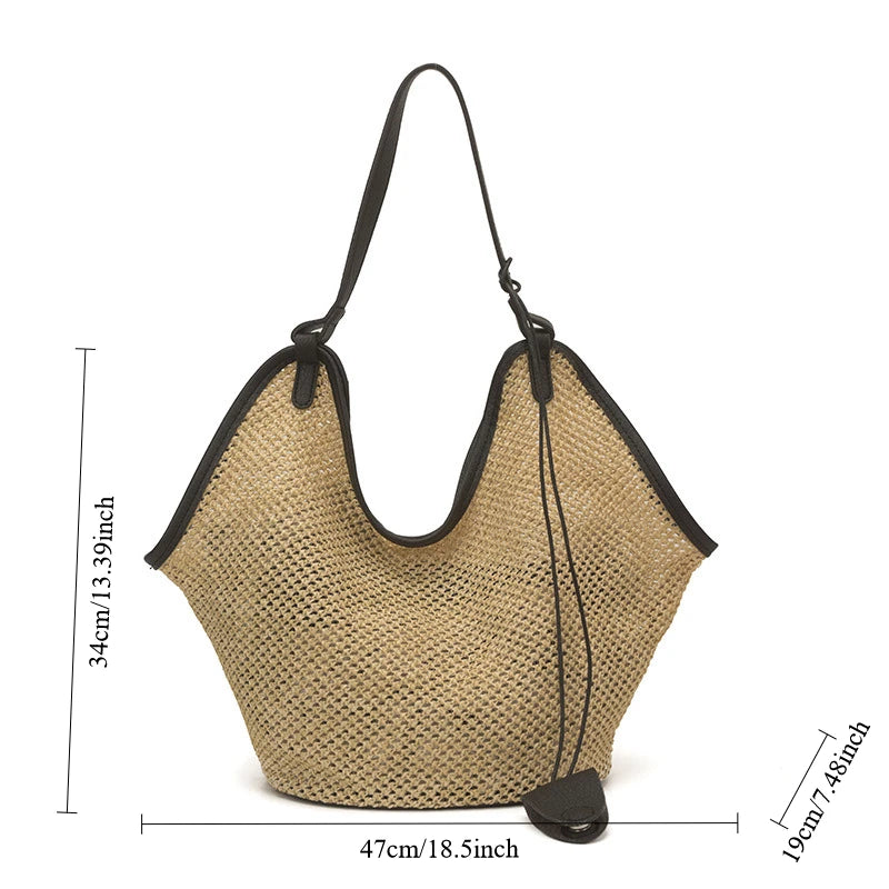 Ladies Large Capacity Straw Woven Bag Style Fashionable Single Shoulder Mother Daughter Ins Tote