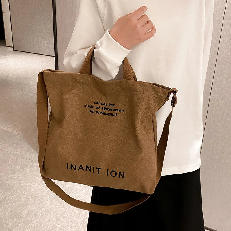Large Canvas Crossbody Tote Bag – 100% Cotton, Unisex