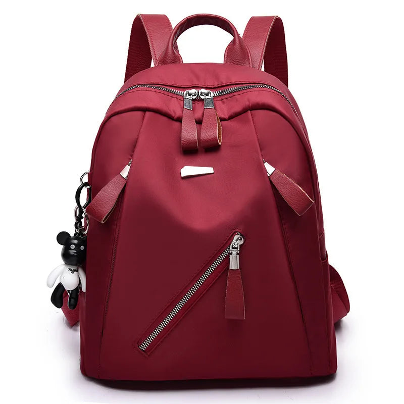 Waterproof Nylon Backpack for Women – Multi-Pocket Travel & School Bag
