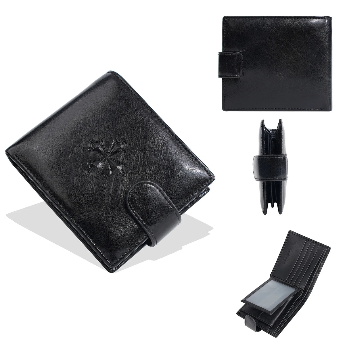 Men S Large-Capacity Cash Short High-End Buckle Multi-Position Business Wallet