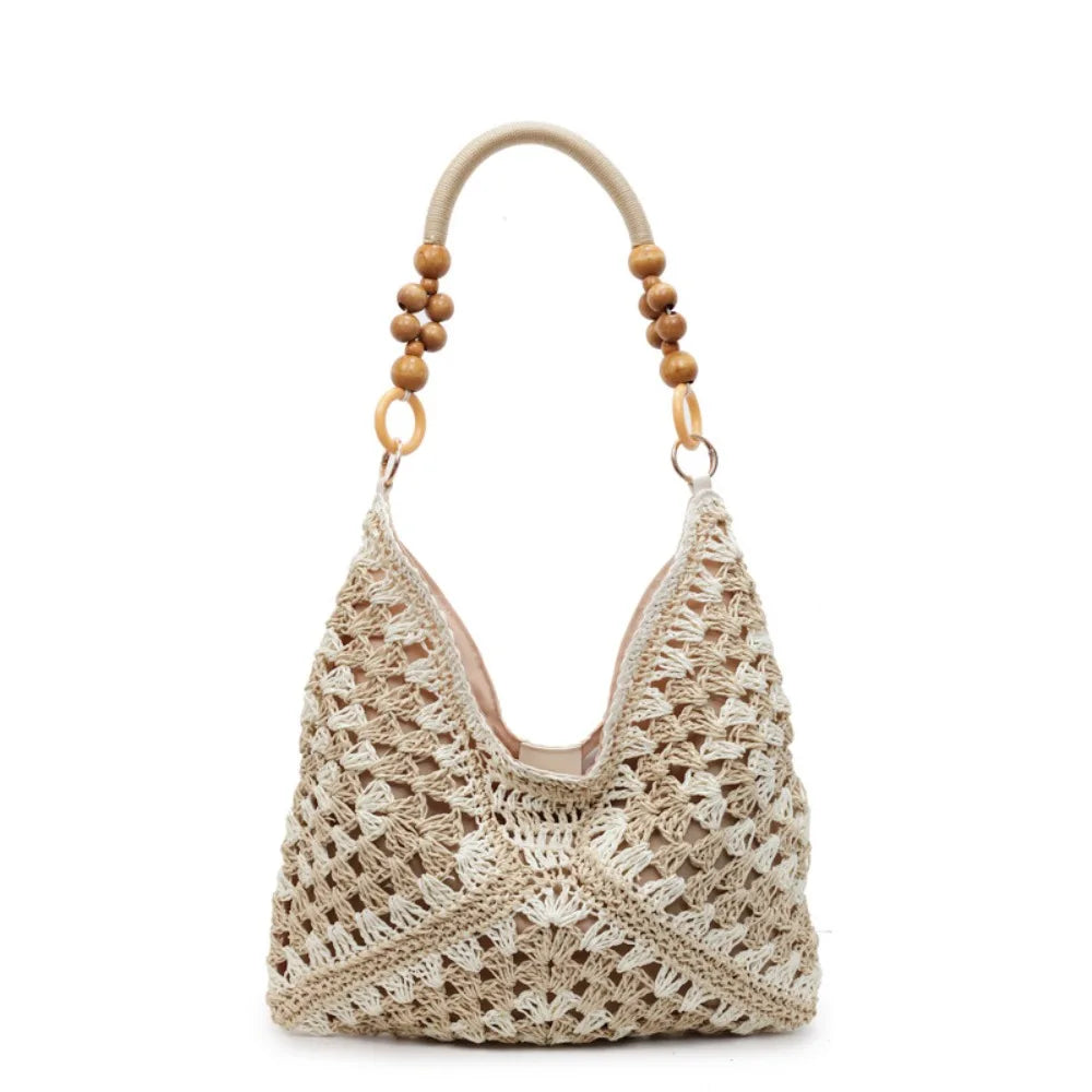Hollow Out Straw Woven Tote Bag Beach Handbag Bohemian Large Capacity Bucket Shoulder Bags Holiday