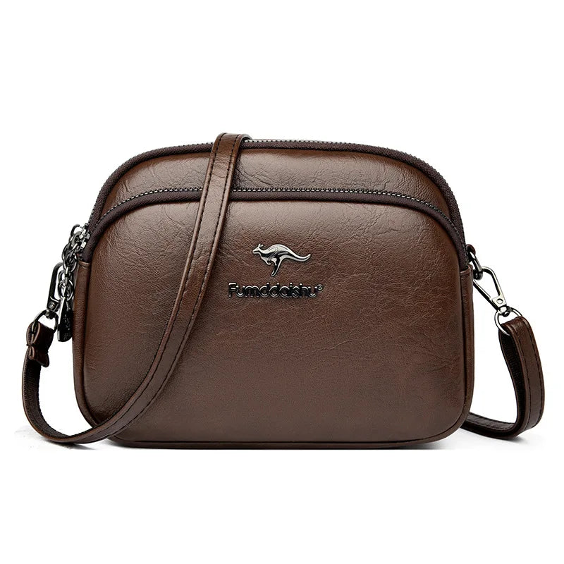Faux Leather Crossbody Bag for Women – Multi-Zip Shoulder Purse