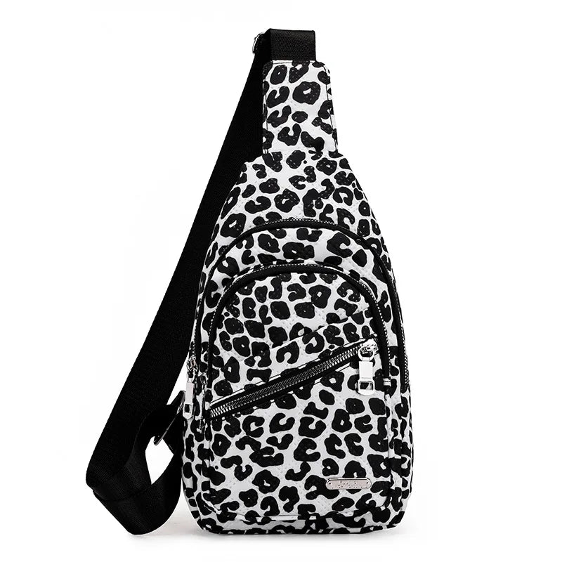 Quilted Sling Crossbody Bag with Adjustable Strap & Multi-Zip Pockets