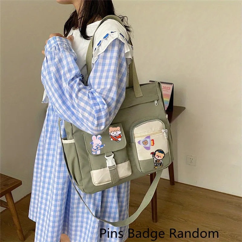 Canvas Tote Shoulder Bag for Teen Girls – Cute Kawaii Style